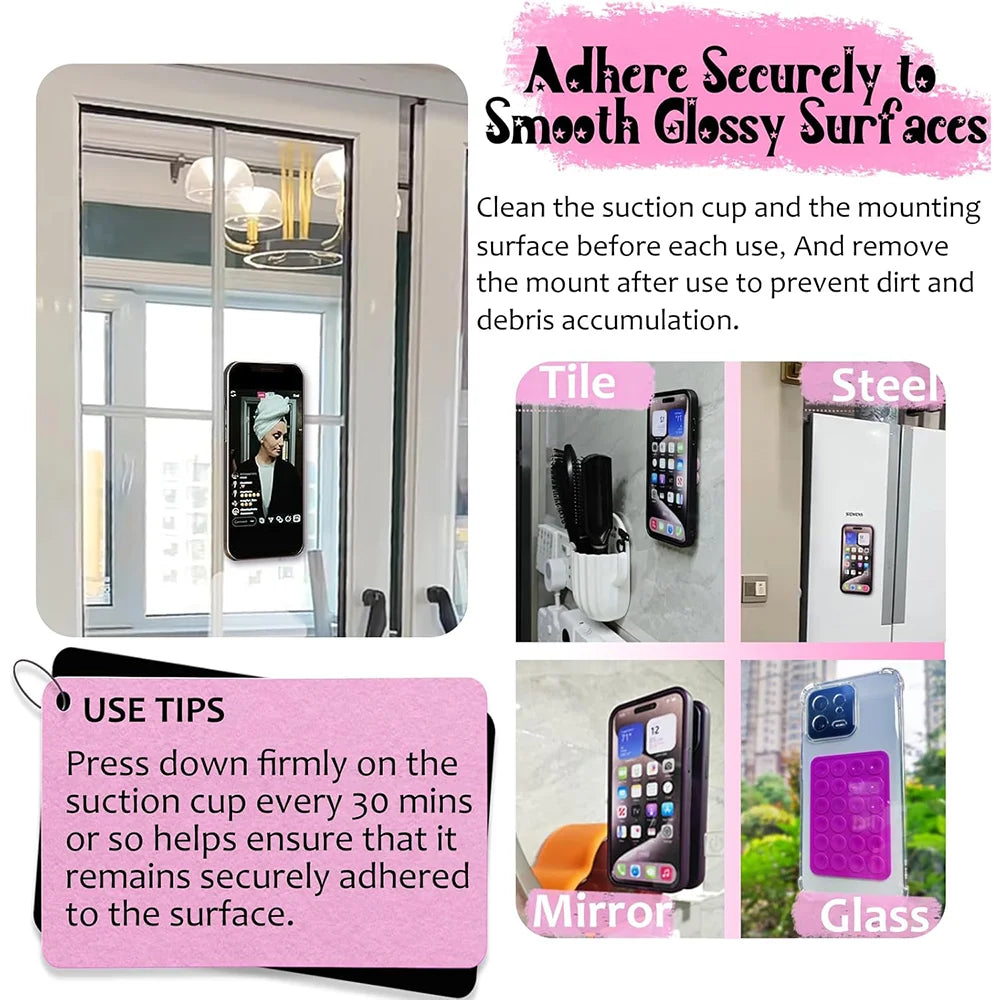 Candy Color Silicone Suction Phone Case Mount Non Slip Suction Cup Phone Stand Silicone Phone Holder For Selfies and Videos