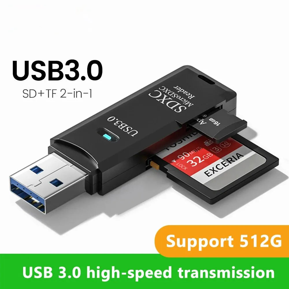 New 2 IN 1 High Speed Usb 3.0 Smart Cardreader Adapter Usb Card Reader For PC Laptop Accessories SD TF Card Memory