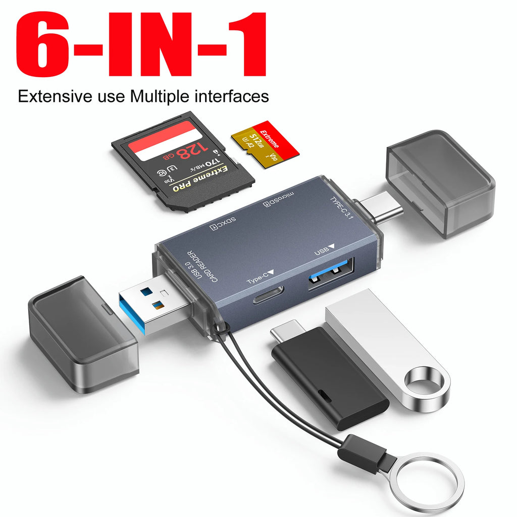 CF Card Reader 3-in-1 SD Memory Card MicroSD SLR Camera TypeC Dual-Purpose OTG 6in1 U disk Hard Disk Transmission And Expansion