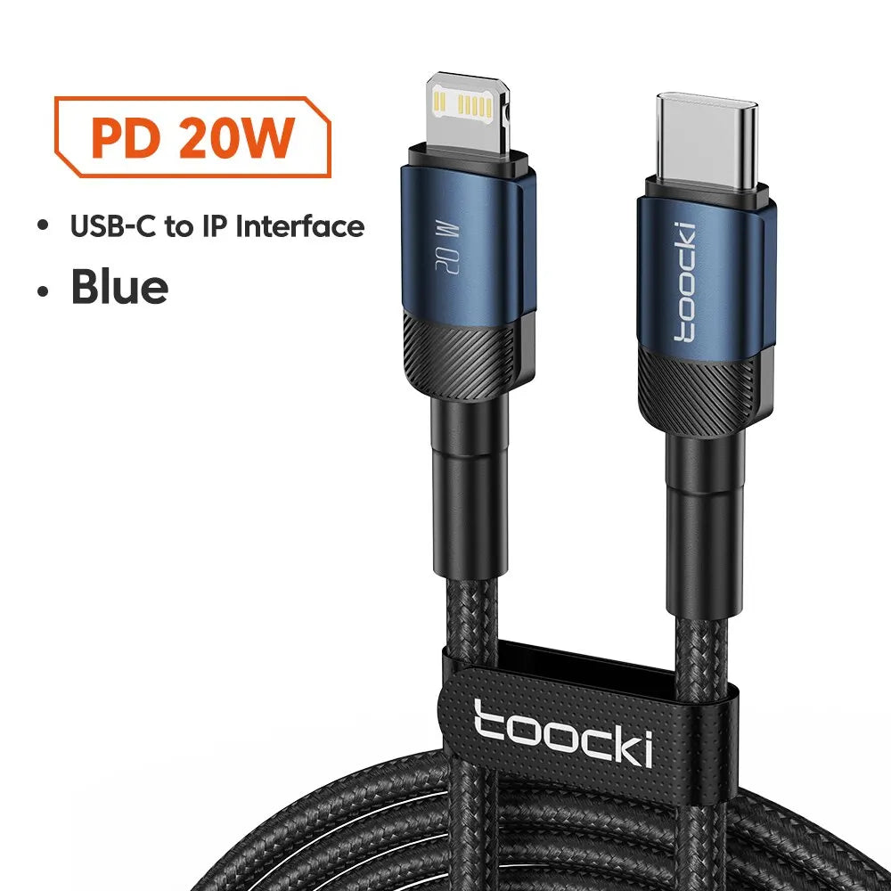 Toocki USB Type C Cable Fast Charging USB C Charger Cord For iPhone 15 14 13 12 11 Huawei P40 P30 Realme Oppo Oneplus Samsung
